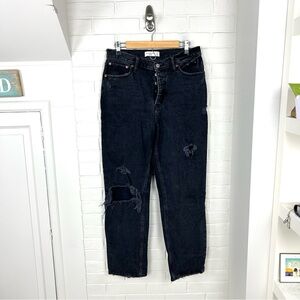 Abercrombie & Fitch The Dad High Rise Washed Black Distressed Jeans Size 29/8